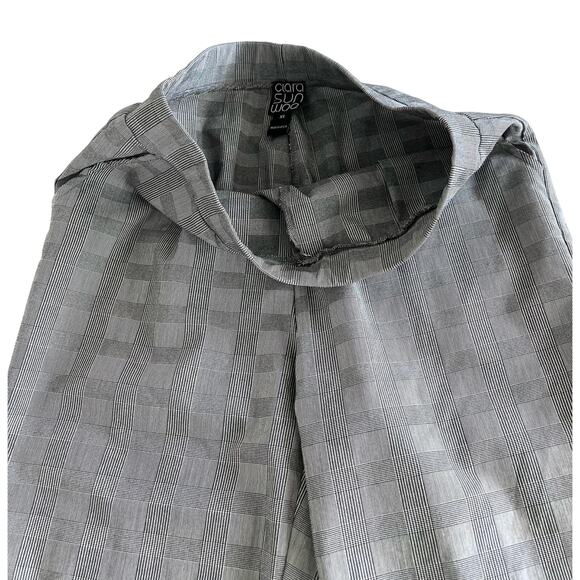 Clara Sun Woo Women’s Pants Cropped Pull On Black White Windowpane Plaid XS - Picture 4 of 8